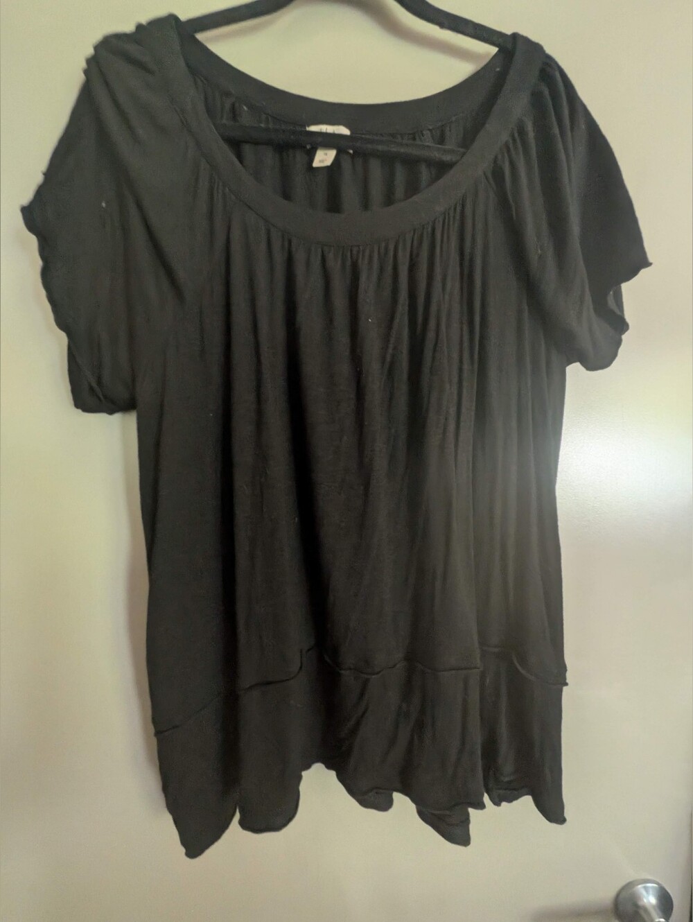 Style & Co Plus size black boat neck  top with flutter sleeves. Size: 1X